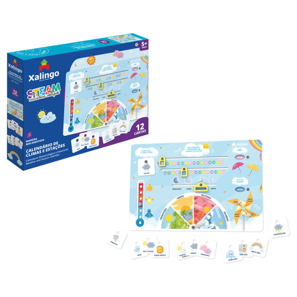 Imagen de Juego de mesa, calendario clima y estaciones, piezas de madera, XALINGO, en caja