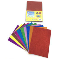 Imagen de Hojas A4, goma EVA con brillantina con pegamento, bolsa x10 colores