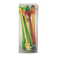 Imagen de Lapicera de gel negro frutas, CAJAx12