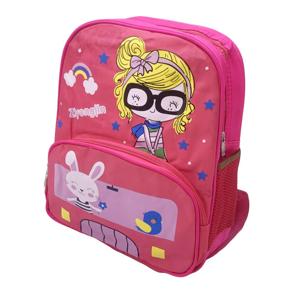 Imagen de Mochila infantil con bolsillo frontal y 2 bolsillos laterales, varios diseños, en bolsa