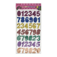 Imagen de Letras y números de goma eva con brillantina, en bolsa, varios colores