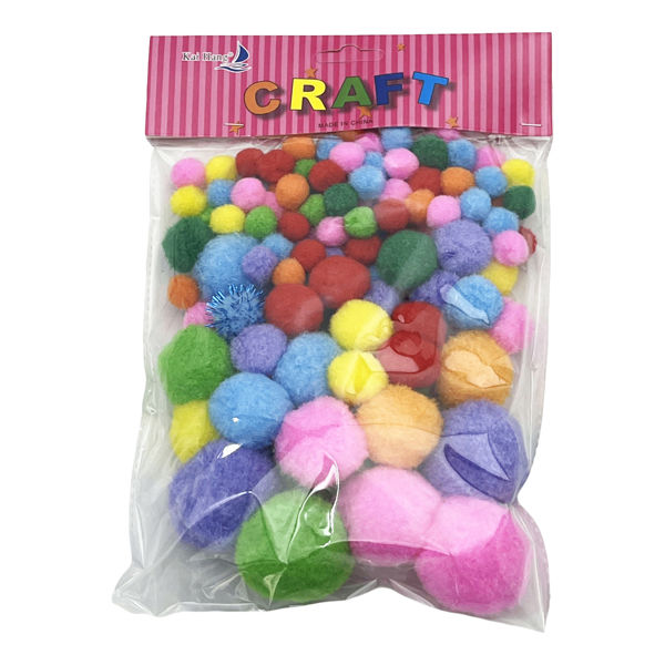 Imagen de Pompones de chenille de colores x90, varios tamaños, en bolsa