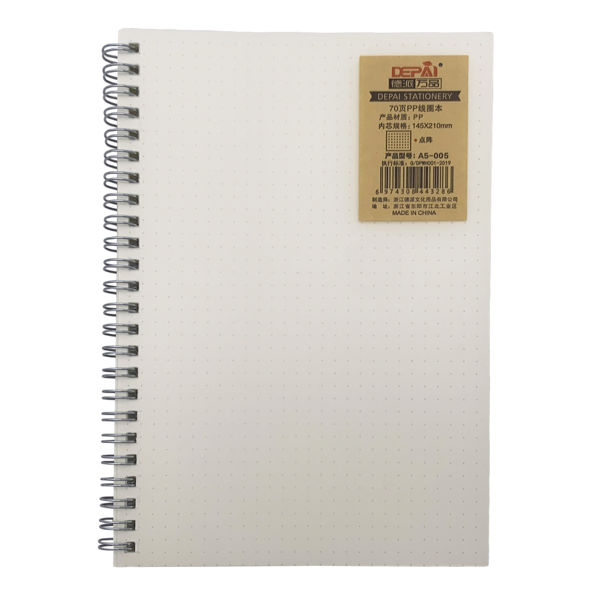 Imagen de Libreta A5, tapa transparente, 70 hojas de puntos, en bolsa