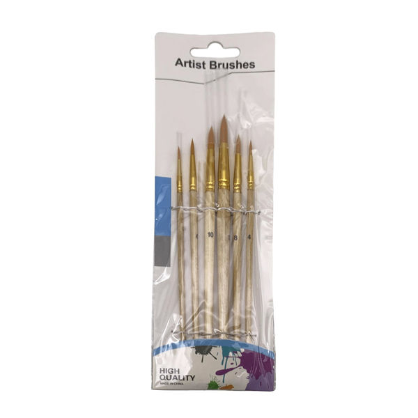 Imagen de Pincel de madera y nylon x6, en bolsa