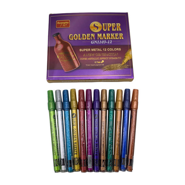Imagen de Marcadores finos 12 colores metalizados, para cerámica, en caja