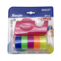 Imagen de Cinta adhesiva x6 colores, con portacinta, en blister