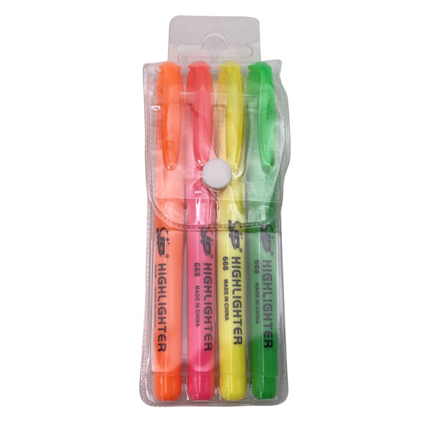 Imagen de Marcador resaltador flúo x4, en estuche PVC