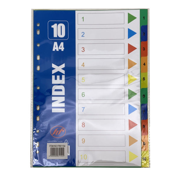 Imagen de Separador A4 numerado, 10 hojas, en bolsa