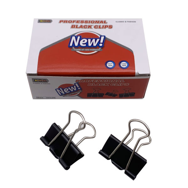 Imagen de Pinza de metal negra x12, 2,5cm  en caja, PACKx12