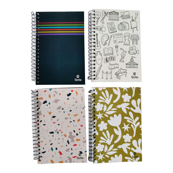Imagen de Libreta con espiral, 80 hojas rayada, Sote PACK x6, varios diseños