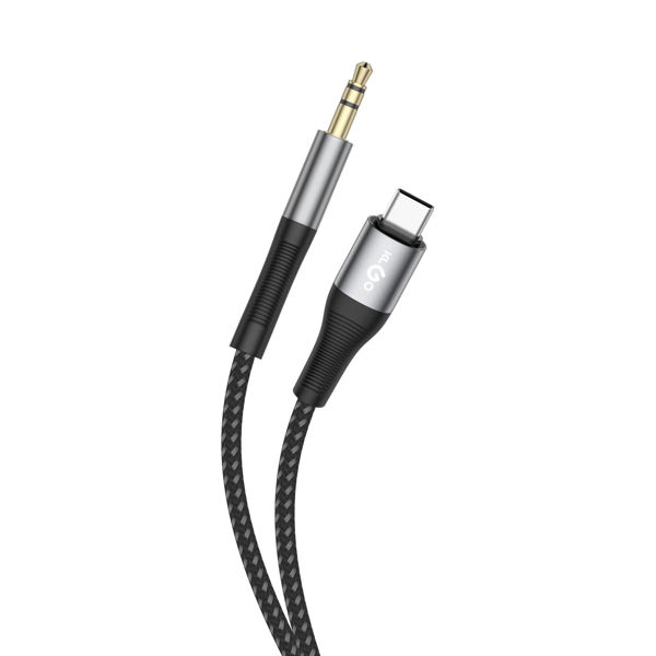 Imagen de Cable auxiliar para audio 1m con entrada USB-C, varios colores, KLGO en caja