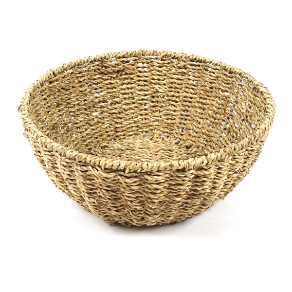 Imagen de Cesta redonda de fibras naturales, junco de agua