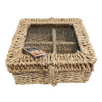 Imagen de Caja para té de fibras naturales visor de vidrio, junco de agua