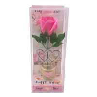 Imagen de Flor rosa con luz, en caja de mica, varios colores, CAJAx6