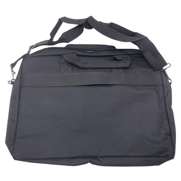 Imagen de Bolso para computadora 15" de poliéster con asas y correa, enganche para valija, bolsillo frontal 2 colores