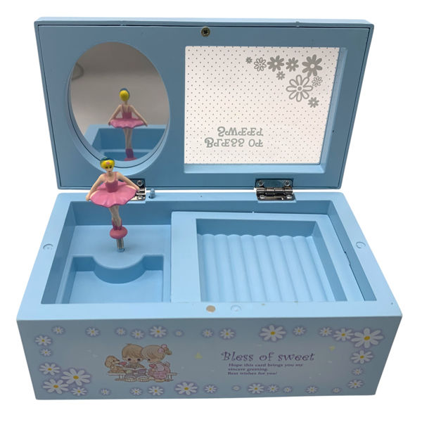 Imagen de Alhajero cajita musical cajonera de plástico, con espejo, en caja