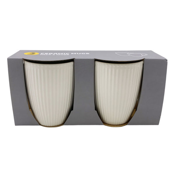 Imagen de Taza de cerámica texturada x2, 300ml, en cartón