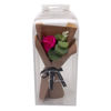 Imagen de Flor rosa en cono de papel, en caja de PVC varios colores PACKx6