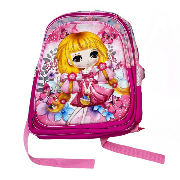 Imagen de Mochila infantil frente rígido, 5 bolsillos con cartuchera y lunchera en bolsa, varios colores