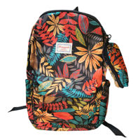Imagen de Mochila juvenil, bolsillo frontal y 2 bolsillos laterales, con cartuchera varios diseños, en bolsa