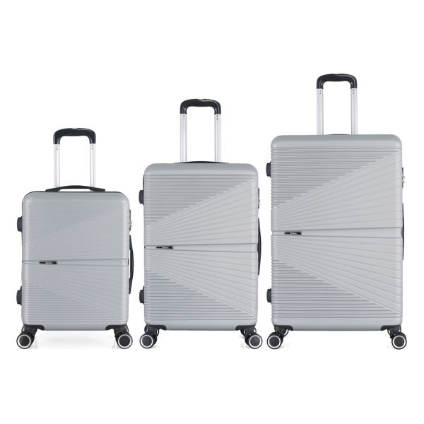Imagen de Valijas Berlina x3 PLATEADO, rígidas, ruedas omnidireccionales 360, manija telescópica, tranca numérica, correa para ajustar ropa, bolsillo interior con cierre