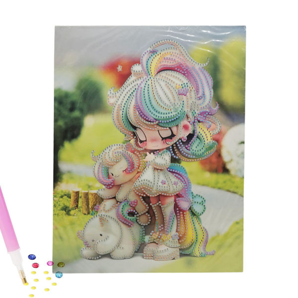 Imagen de Cuentas diamantes de acrílico para colorear lámina de PVC con bastidor, en bolsa, varios diseños