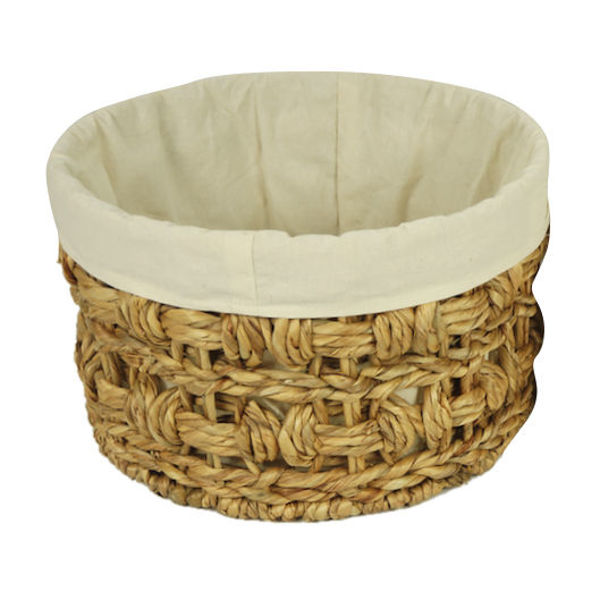 Imagen de Cesto canasto forrado, chico, de fibras naturales, junco de agua