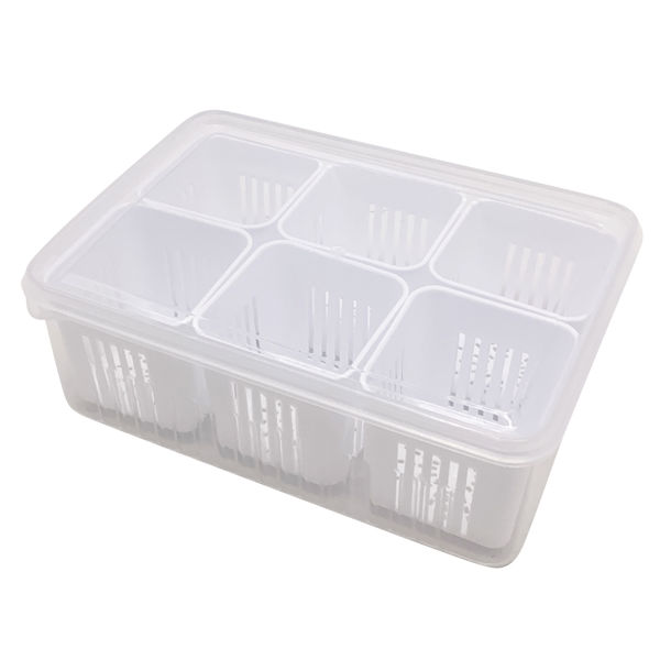 Imagen de Caja organizadora de acrílico, con escurridor y divisiones, en caja