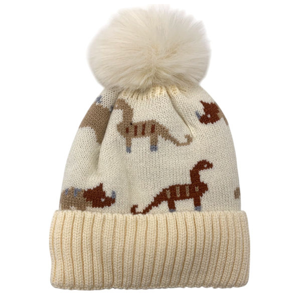 Imagen de Gorro infantil, tejido, forrado, con diseño de dinosaurios, varios colores