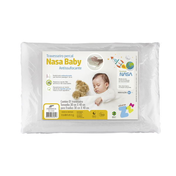 Imagen de Almohada infantil anatómica FIBRASCA, viscoelástica antisofoco, en bolsa