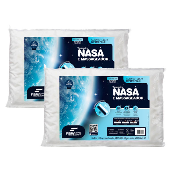 Imagen de Almohada doble lado viscoelástica y espuma con bastones masajeadores FIBRASCA, en bolsa, PACKx2