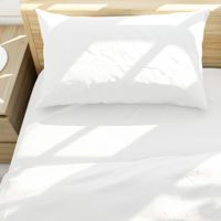 Imagen de Sábanas 1 plaza Berlina BLANCO, 90x190x25 152x220 50x75cm set de 3 piezas en poliester, en sobre PVC