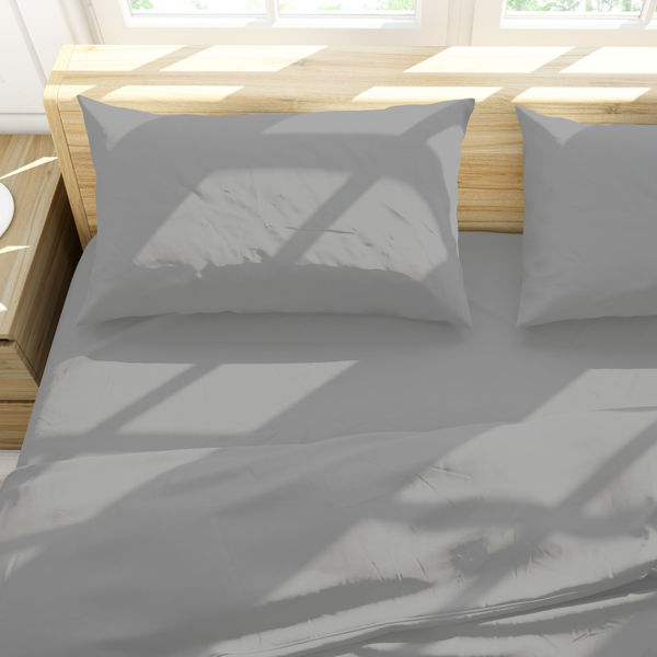 Imagen de Sábanas 2 plazas Berlina GRIS, 140x190x25 200x220 50x75cm, set 4 piezas en poliester