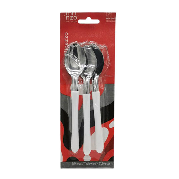 Imagen de Cubiertos cucharas de postre x3 en blister acero inoxidable BLANCO, ELEGANCE MARTINAZZO