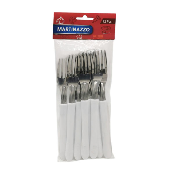 Imagen de Cubiertos tenedores de mesa x12 en bolsa acero inoxidable BLANCO, ELEGANCE MARTINAZZO