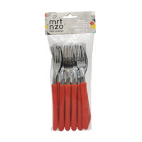 Imagen de Cubiertos tenedores de mesa x12 en bolsa acero inoxidable ROJO, ELEGANCE MARTINAZZO