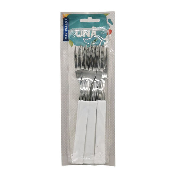 Imagen de Cubiertos tenedor de mesa x6 en blister, acero inoxidable BLANCO, UNA MARTINAZZO