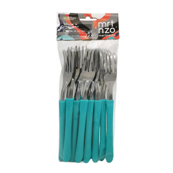 Imagen de Cubiertos tenedores de mesa x12 en bolsa acero inoxidable VERDE, ELEGANCE MARTINAZZO