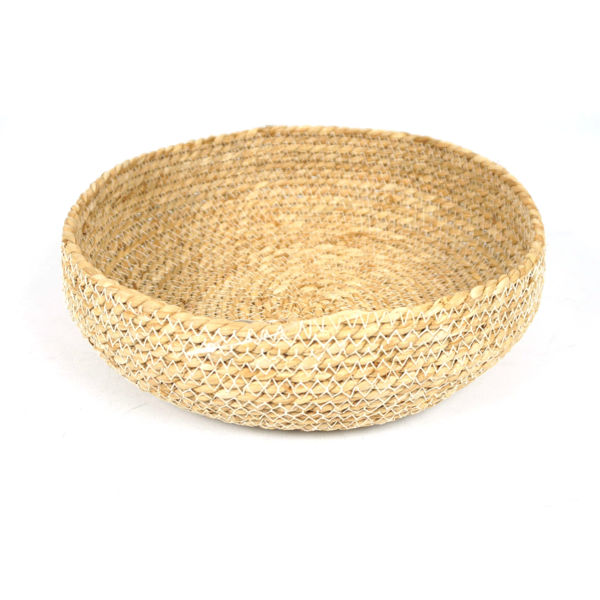 Imagen de Cesta redonda tejido fino, grande, de fibras naturales, junco de agua