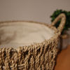 Imagen de Cesto canasto de fibras naturales forrado, junco de agua