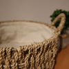 Imagen de Cesto canasto de fibras naturales forrado, junco de agua