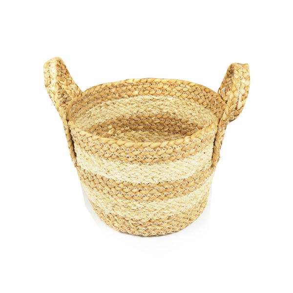 Imagen de Cesto rayas de fibras naturales, junco de agua