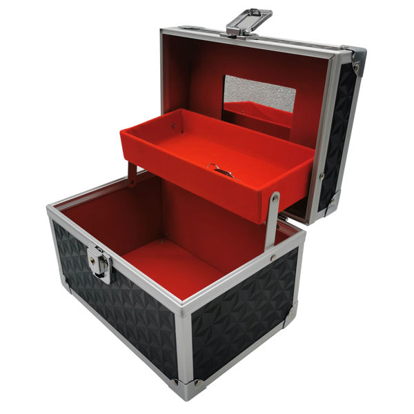 Imagen de Valija organizadora de aluminio con estante, sin llave en caja, varios colores
