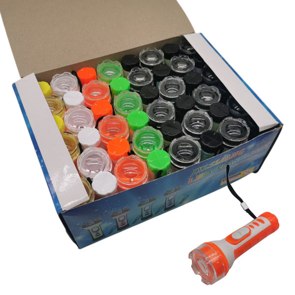 Imagen de Linterna de plástico 1 led, varios colores, CAJA x48