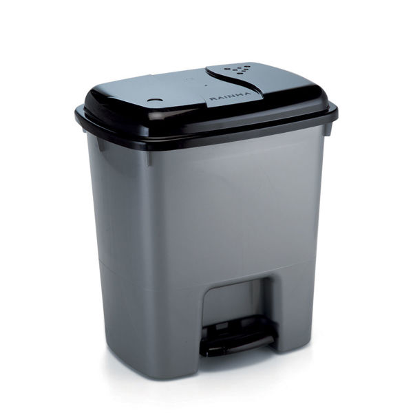 Imagen de Papelera de plástico con pedal 4,5L, PLATEADA