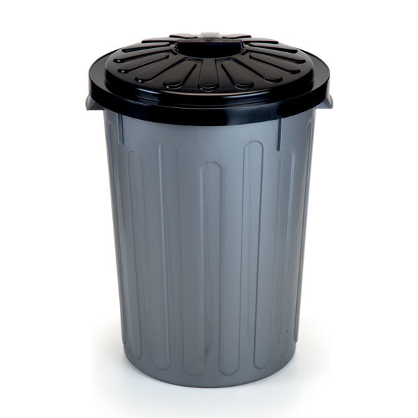Imagen de Papelera de plástico con tapa 40L, GRIS
