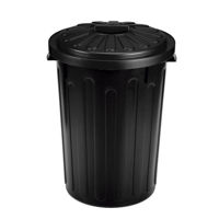 Imagen de Papelera de plástico con tapa 40L, NEGRO