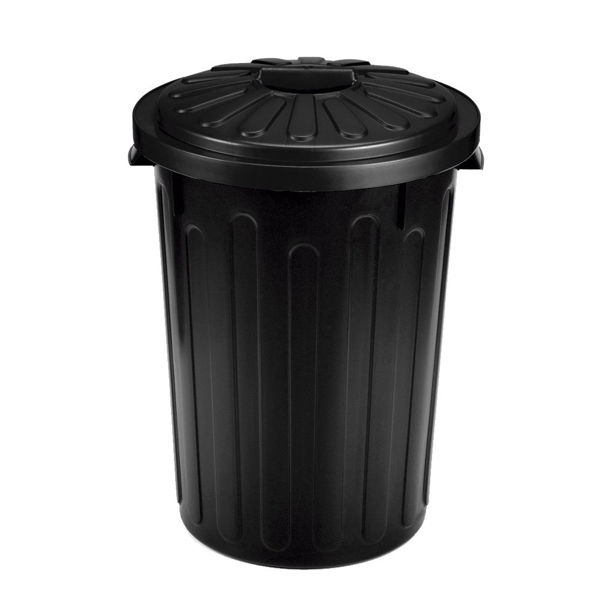Imagen de Papelera de plástico con tapa 40L, NEGRO
