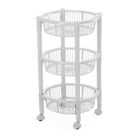 Imagen de Organizador de plástico 3 canastos, con ruedas, BLANCO