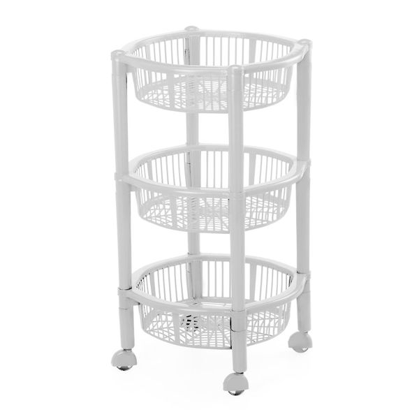 Imagen de Organizador de plástico 3 canastos, con ruedas, BLANCO